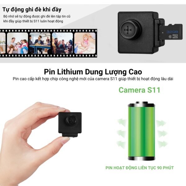 Cúc Áo Tích Hợp Camera S11 1080P – Ghi Hình Cá Nhân Có Thông Báo – ảnh sản phẩm 6