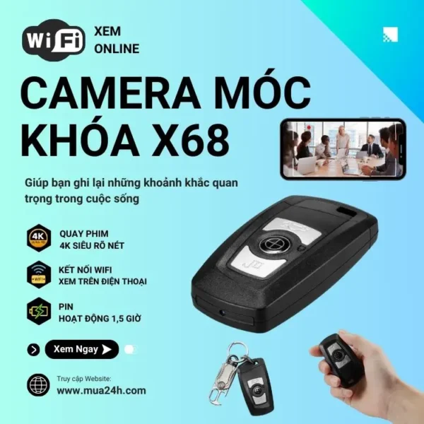 Móc Khóa Tích Hợp Camera X68 WiFi 4K – Ghi Hình Cá Nhân Có Thông Báo – ảnh sản phẩm 1