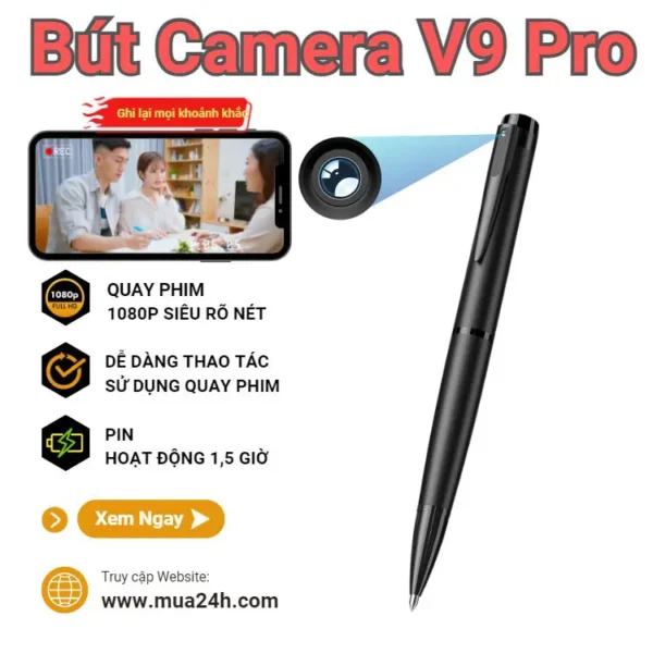 Bút Tích Hợp Camera V9 Pro 1080P – Ghi Hình Cá Nhân Có Thông Báo – ảnh sản phẩm 1