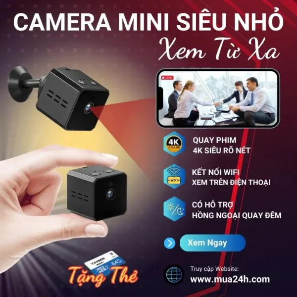 Camera Mini Nhỏ Gọn X6D Pro WiFi 4K – Quan Sát Tài Sản Có Thông Báo – ảnh sản phẩm 1